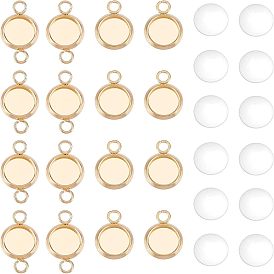 Наборы для изготовления плоских круглых соединительных элементов своими руками, в том числе 40 шт. 304 настройки разъема кабошон из нержавеющей стали, 40 шт. Прозрачные стеклянные кабошоны