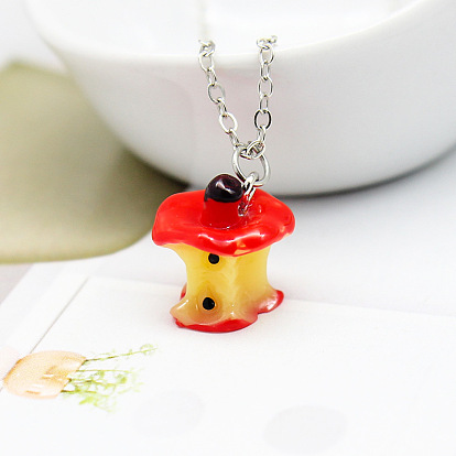 3D Cartoon Fruit Pendant Necklace - Grape, Strawberry, Pineapple & Apple Jewelry