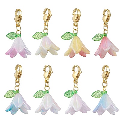 Акриловые подвесные украшения из ипомеи, с акриловыми бусинами, имитирующими жемчуг, и 304 застежками-карабинами из нержавеющей стали