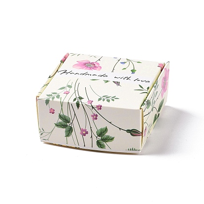 Square Paper Gift Boxes, Folding Box for Gift Wrapping, Floral/Butterfly/Star Pattern