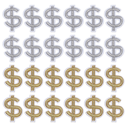 24 шт. 2 цвета полиэстер вышивка пришиваем на ткань заплатки, швейные украшения, знак доллара