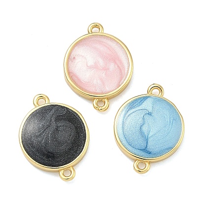 Латунные эмалированные плоские круглые соединительные элементы-шармы, реальный 18 k позолоченный, без кадмия и без свинца, стойки покрытие, долговечный