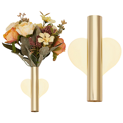 2шт. цветочные трубки в форме сердца для настенного крепления, 201 Настенный держатель для вазы из нержавеющей стали, для украшения дисплея цветов, с 2шт. двустороннего скотча EVA