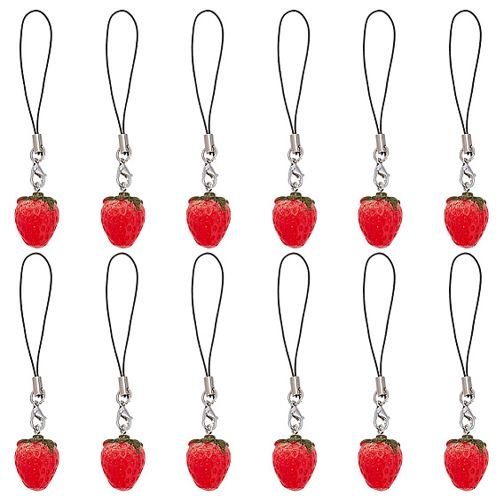 Милый клубничный декоративный нейлоновый ремешок для телефона, кулон для мобильного телефона для женщины и девушки