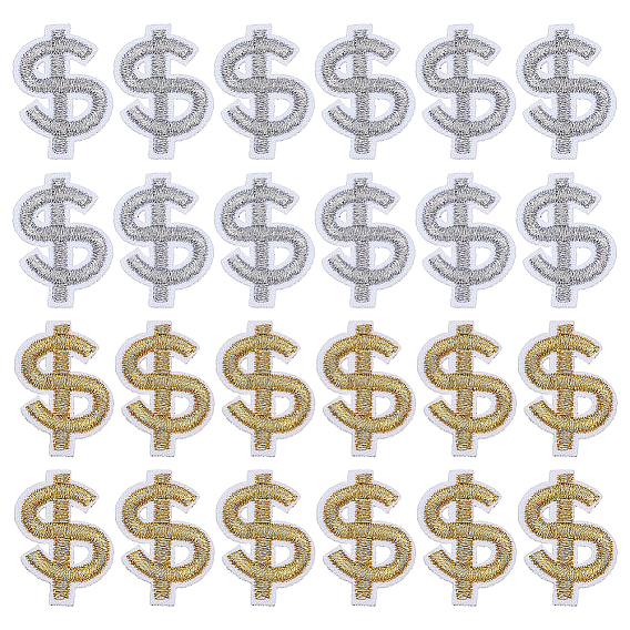 24 шт. 2 цвета полиэстер вышивка пришиваем на ткань заплатки, швейные украшения, знак доллара