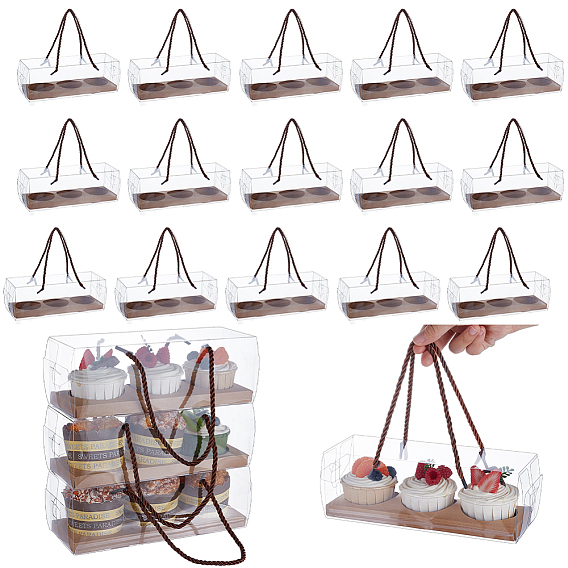 Складной прямоугольный пластиковый подарочный контейнер для хранения кексов, с бумагой и шнуром