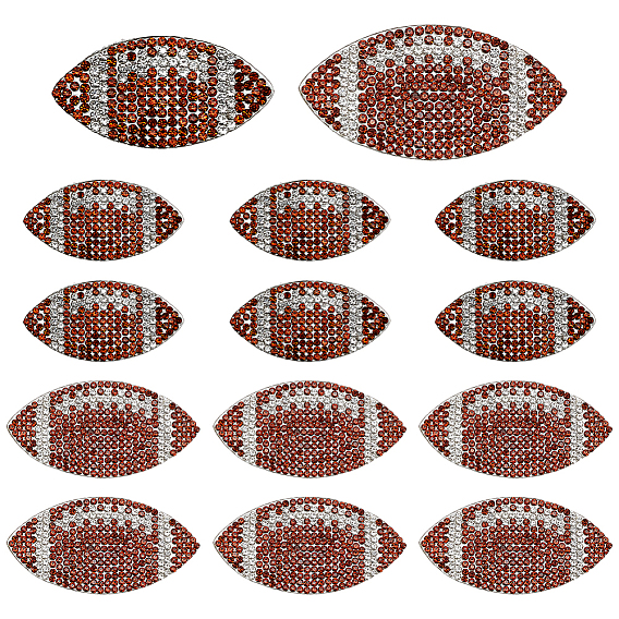 14шт. 2 стили стеклянные стразы для термоаппликации, термоклей на спине, горный хрусталь, аксессуары для костюма, регби