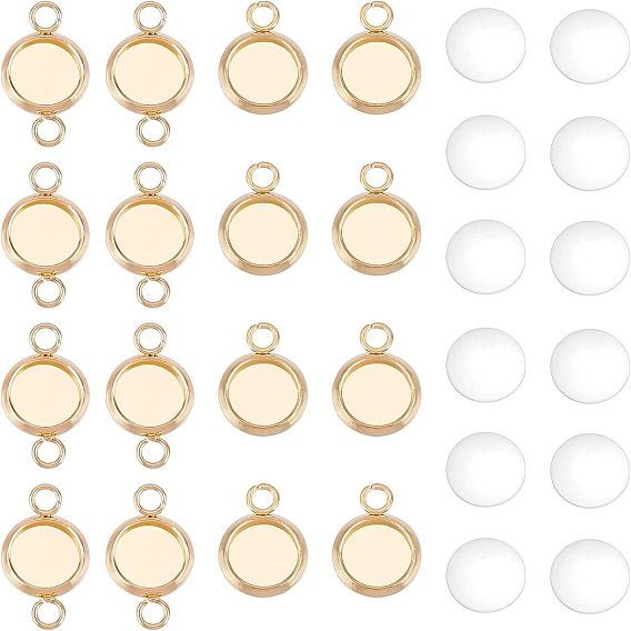 Наборы для изготовления плоских круглых соединительных элементов своими руками, в том числе 40 шт. 304 настройки разъема кабошон из нержавеющей стали, 40 шт. Прозрачные стеклянные кабошоны