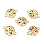 Alloy Enamel Connector Charms, Flat Round Tree Links with Evil Eye, Golden, Nickel