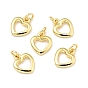 Brass Heart Charms, with Jump Rings, Cadmium Free & Lead Free, Long-Lasting Plated