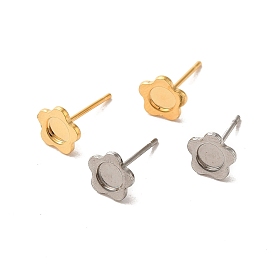 304 Stainless Steel Studs Earrings, with 201 Stainless Steel Findings, Flower