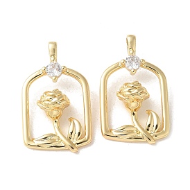 Латунные микропаве прозрачные подвески с фианитом, , без кадмия и без свинца, долговечный, стойки покрытие