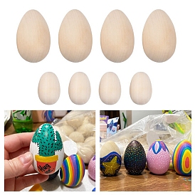 Unfinished Chinese Cherry Wooden Simulated Egg Display Decorations, for Easter Egg Painting Craft