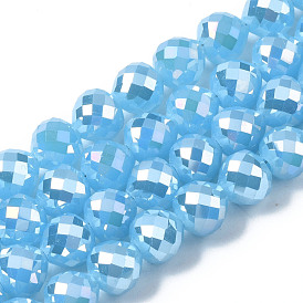 Galvanisieren Glasperlen, ab Farbe plattiert, Nachahmung Jade Glas, facettiert, Träne