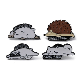 Sheep/Hedgehog/Cat Shape Alloy Enamel Pins, Animal Brooch, for Backpack, Clothes