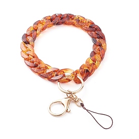 Акриловые мобильные ремни с цепочкой для бордюров, с нейлоновой нитью и сплавочными застежками , золотые