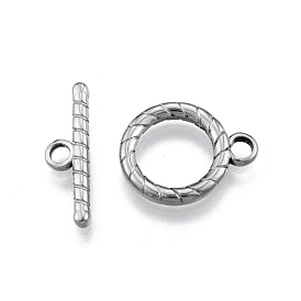 201 Stainless Steel Toggle Clasps, Twist Ring