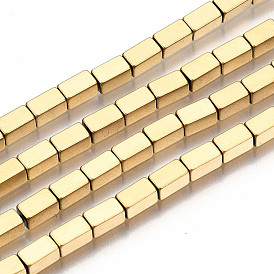 Electroplate Non-magnetic Synthetic Hematite Beads Strands, Cuboid