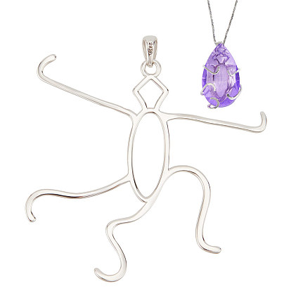 1поликарбонат с родиевым покрытием 925 стерлинговое серебро 5 подвеска в виде когтя, пустая овальная форма, кабошон, простые настройки крепления когтя, для нестандартной инкрустации из янтаря, пчелиный воск, с печатью 925