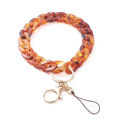 Акриловые мобильные ремни с цепочкой для бордюров, с нейлоновой нитью и сплавочными застежками , золотые