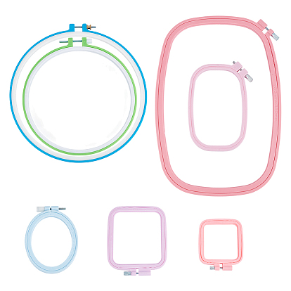 7 шт. 7 стили регулируемые пяльцы для вышивания из АБС-пластика, вышивка крестиком обручи, для шитья, проект по рукоделию и вышивке своими руками