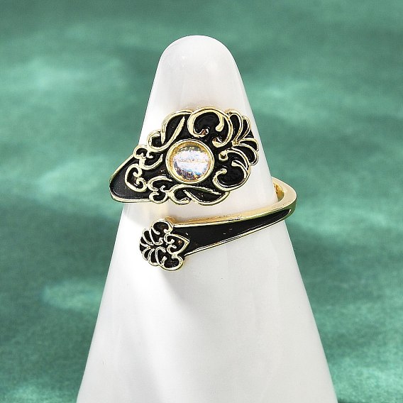 Латунные кольца-манжеты для женщин, Сердце Pattern, со смолой и эмалью