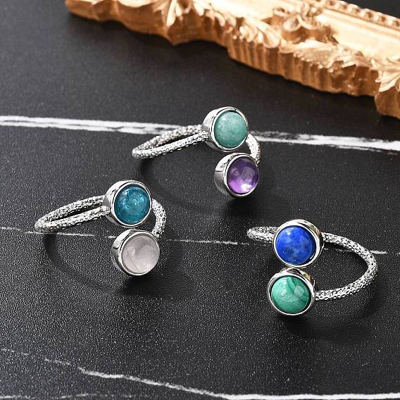 Кольца из натурального драгоценного камня, с латунными украшениями для женщин, без кадмия и без свинца