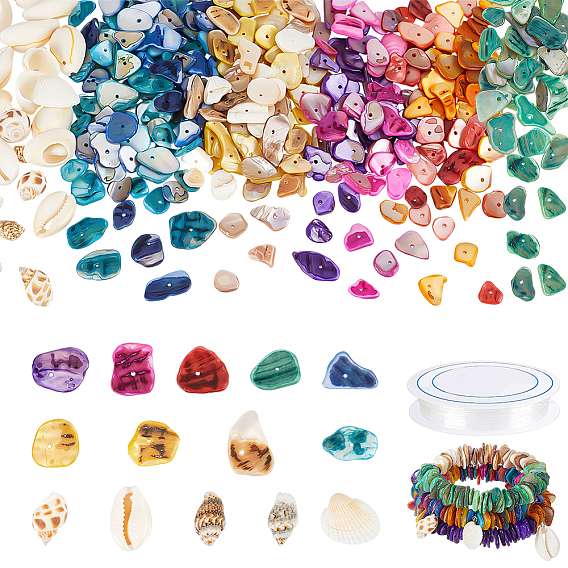 Наборы для изготовления браслетов из окрашенных натуральных ракушечных бусин своими руками