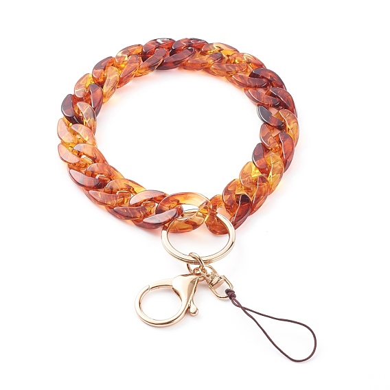 Acrylic Curb Chain Mobile Straps, with Nylon Thread and Alloy Lobster Claw Clasps, Golden