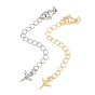 Brass Curb Chain Extender, End Chains with Lobster Claw Clasps and Cubic Zirconia Charms, Angel