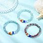 Two Tone Crackle Glass & Handmade Lampwork Beads Stretch Bracelets for Women, Fish & Round