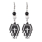 304 Stainless Steel Dangle Earring, with Seed Glass and Mashan Jade