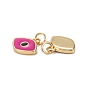 Brass Enamel Charms, with Jump Ring, Real 18K Gold Plated, Long-Lasting Plated, Lead Free & Nickel Free & Cadmium Free, Eye