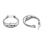 Brass Micro Pave Clear Cubic Zirconia Hoop Earrings, Ring with Moon