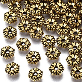  Perles de séparateur de style tibétain , sans plomb et sans cadmium, 5.5 mm de diamètre, épaisseur de 2mm, Trou: 1mm