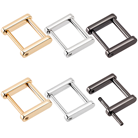 6Pcs 3 Colors Alloy Screw Shackle, Bag Adjustable Buckles for Bag Strap Connector, Rectangle