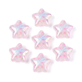 Прозрачные акриловые бусины с УФ-покрытием, радужный, звезда с бантом и клеткой