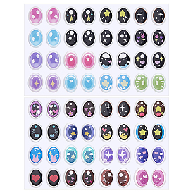 2Sheets 2 Styles Resin Doll Eyes Stickers, Oval
