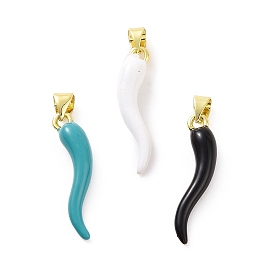 Подвески из латуни с покрытием из эмали, долговечный, реальный 18 k позолоченный, без кадмия и без свинца, рог изобилия / итальянский рог корничелло амулеты