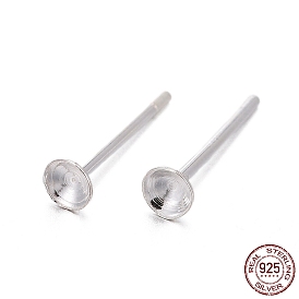 925 Sterling Silver Stud Earring Findings, with 925 Stamp