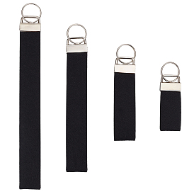 4Pcs 4 Styles Felt Keychain Clasps, with Alloy Split Key Rings, Rectangle, Platinum