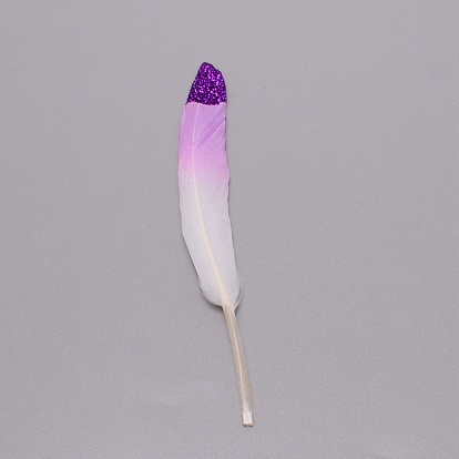 Accesorios para disfraces de plumas de ganso con purpurina, degradado de color, decoración artesanal de costura, pluma