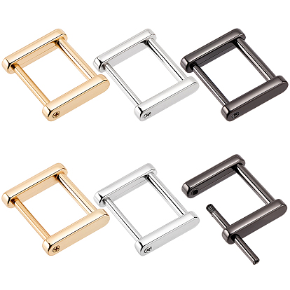 6Pcs 3 Colors Alloy Screw Shackle, Bag Adjustable Buckles for Bag Strap Connector, Rectangle