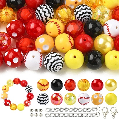 50шт. посадка акриловых бусин, горизонтальное отверстие, бейсбол