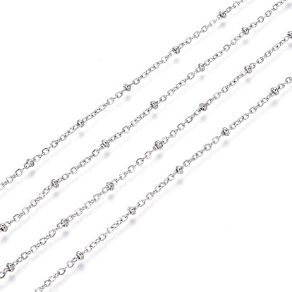 304 Stainless Steel Satellite Chains, Soldered, with Rondelle Beads