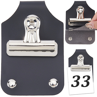 Держатель для номера из искусственной кожи, с зажимами из сплава, прямоугольные