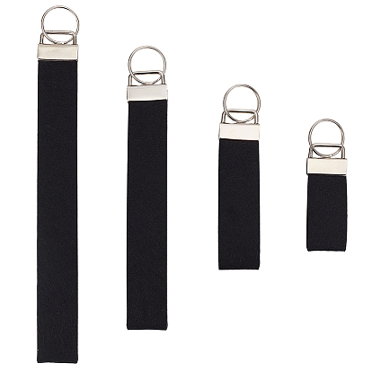 4Pcs 4 Styles Felt Keychain Clasps, with Alloy Split Key Rings, Rectangle, Platinum