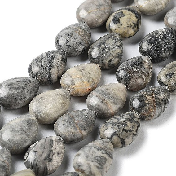 Natural Teardrop Map Stone/Picasso Stone/Picasso Jasper Beads Strands