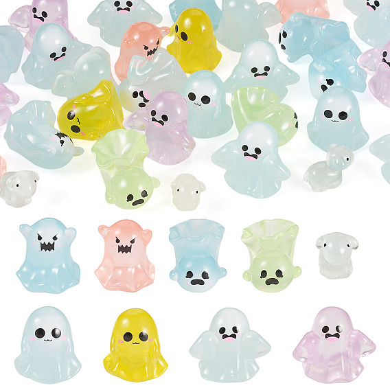 30шт. светящиеся прозрачные смоляные декоративные элементы для Хэллоуина, для украшения рабочего стола домашнего офиса, светится в темноте, разнообразные