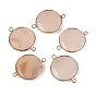 Charmes de connecteur d'agate naturelle, maillons ronds plats, avec les accessoires en laiton, teints et chauffée